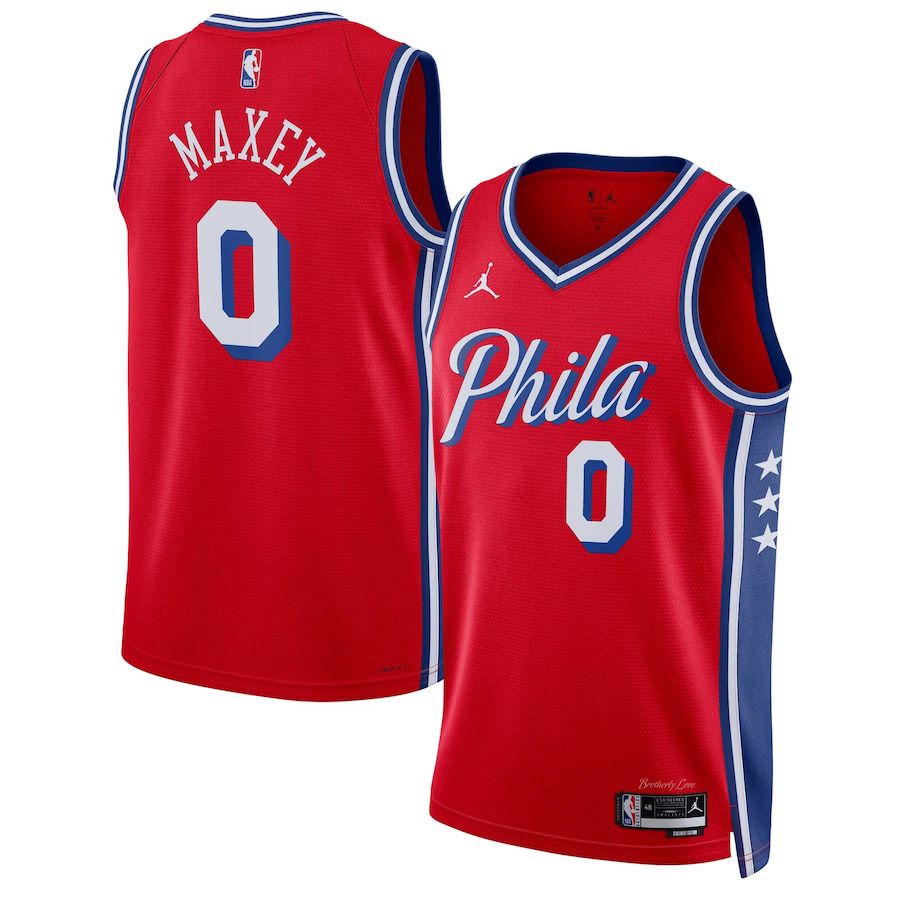 Men Philadelphia 76ers #0 Tyrese Maxey Jordan Brand Red 2022-23 Statement Edition Swingman NBA Jersey